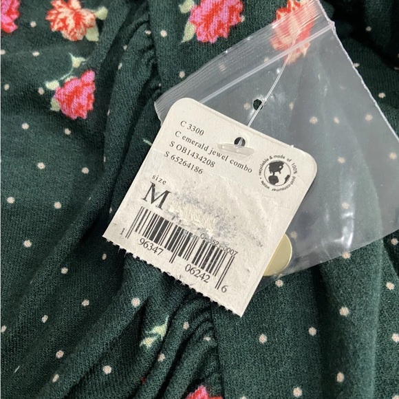 Free People Emerald Green Combo Mini Dress Square Neck SZ M MSRP: $108 - Picture 8 of 9